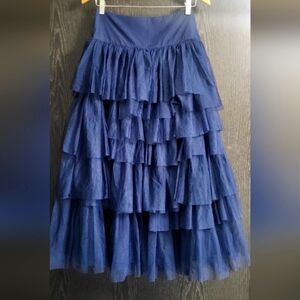 ASOS Blue Tiered Tulle Bubble Midi Skirt